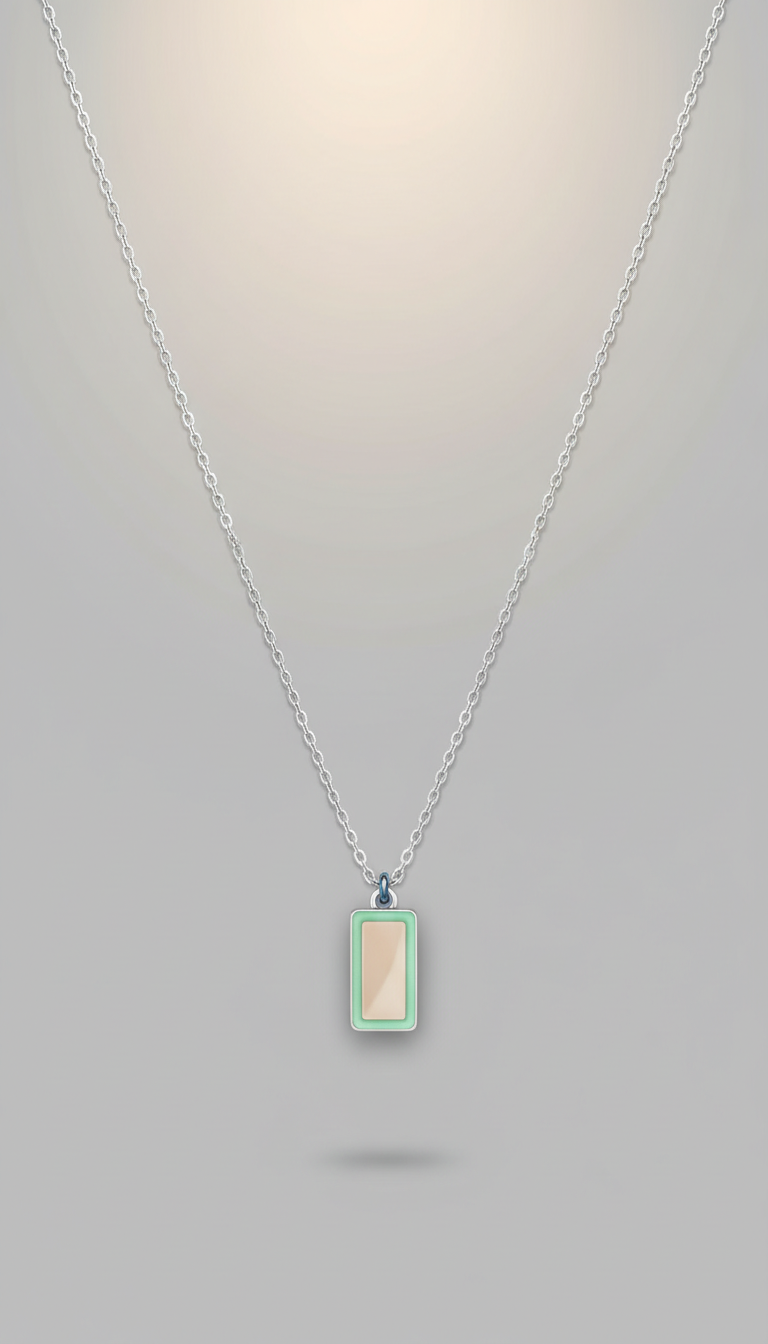 Minimalist Chain Necklace with Mint Edge